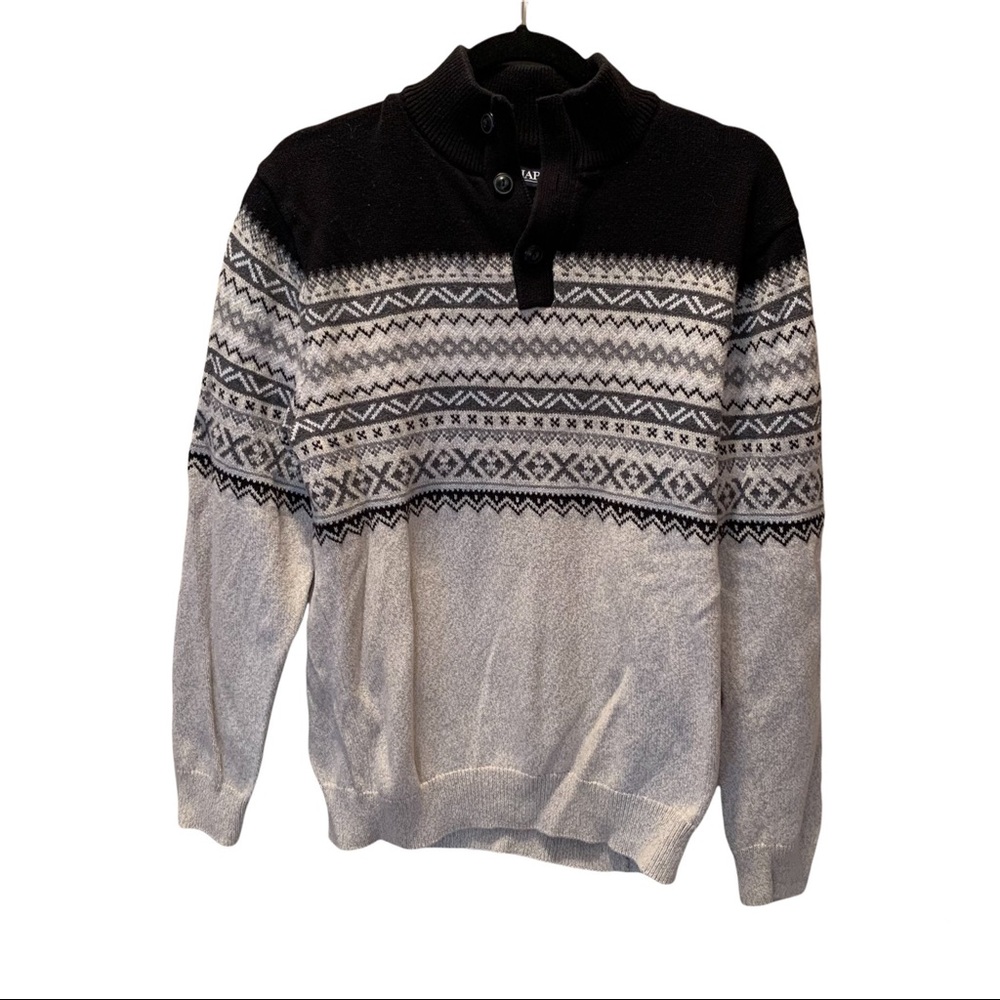 Chaps Neutral Fair Isle Patterned Sweater